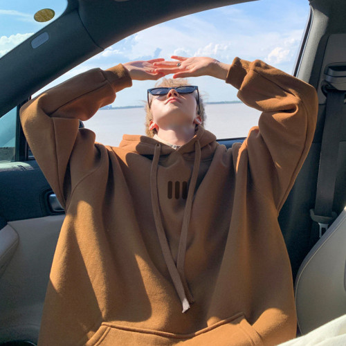 網紅600G重磅加絨衛衣男秋冬季寬松大碼打底衫情侶裝顯瘦外套潮流