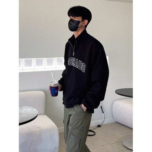 MRCYC復古半高領衛衣男春季字母刺綉外套韓系潮牌寬松長袖打底衫 MRCYC復古半高領衛衣男春季字母刺綉外套韓系潮牌寬松長袖打底衫