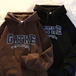 重磅純棉連帽衛衣男秋冬加絨加厚2024新款寬松oversize外套上衣潮