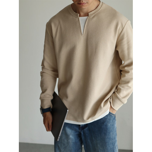 YUXIAN日系小毛圈V型棉混紡肌理感曡片假兩件長袖T恤休閒衛衣男士 YUXIAN日系小毛圈V型棉混紡肌理感曡片假兩件長袖T恤休閒衛衣男士