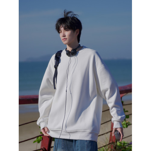 @港仔文藝男 420g重磅圓領衛衣男秋冬款復古純色oversize套頭衫 @港仔文藝男 420g重磅圓領衛衣男秋冬款復古純色oversize套頭衫