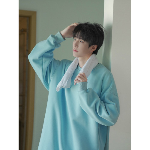 @港仔文藝男 420g重磅圓領衛衣男秋冬款復古純色oversize套頭衫 @港仔文藝男 420g重磅圓領衛衣男秋冬款復古純色oversize套頭衫