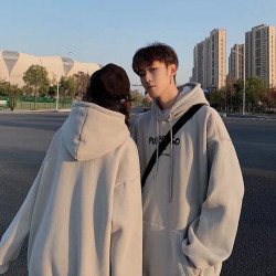 100%純棉加絨加厚衛衣男女款情侶裝秋冬裝外套小衆設計感學生班服