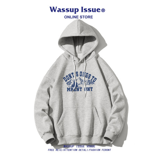 WASSUP ISSUE日系復古雪山印花連帽衛衣男款春秋潮牌街頭百搭上衣 WASSUP ISSUE日系復古雪山印花連帽衛衣男款春秋潮牌街頭百搭上衣