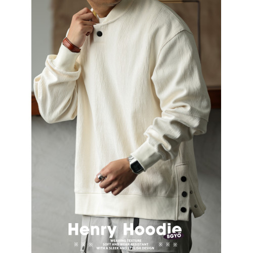 BGYO 美式休閒重磅提花紋理衛衣男松弛設計感寬松棒球領套頭衫秋 BGYO 美式休閒重磅提花紋理衛衣男松弛設計感寬松棒球領套頭衫秋