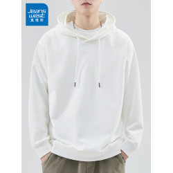 真維斯時尚連帽衛衣男士春秋季加絨潮牌美式寬松上衣青少年打底衫