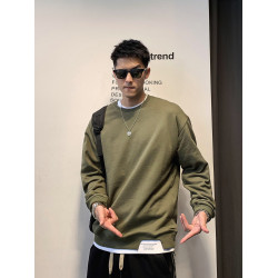 徐太浪日系假兩件無帽衛衣男春秋潮牌套頭圓領內搭打底衫男生上衣