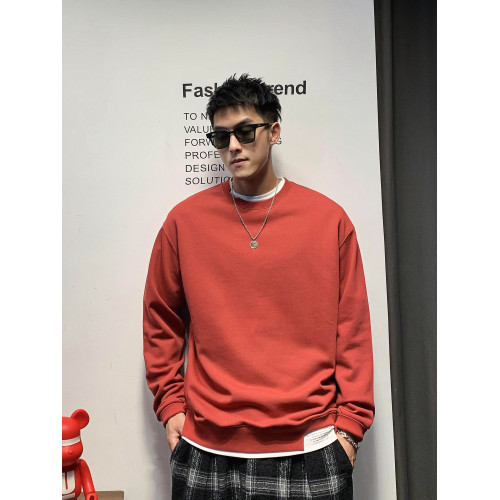 徐太浪日系假兩件無帽衛衣男春秋潮牌套頭圓領內搭打底衫男生上衣