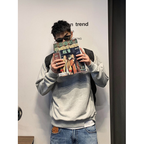 徐太浪日系假兩件無帽衛衣男春秋潮牌套頭圓領內搭打底衫男生上衣