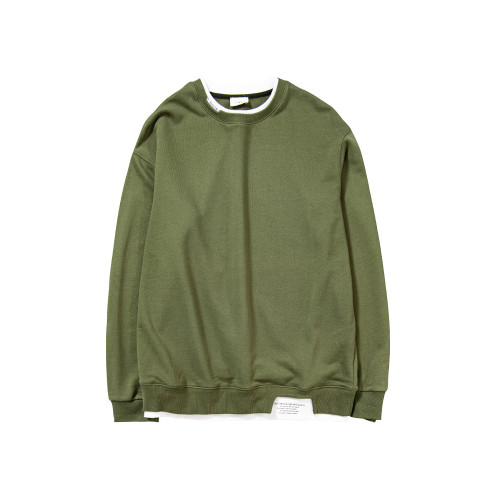 徐太浪日系假兩件無帽衛衣男春秋潮牌套頭圓領內搭打底衫男生上衣