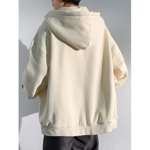 杏色開衫外套男士春秋冬季新款加絨加厚休閒連帽衛衣男生拉鍊夾克 杏色開衫外套男士春秋冬季新款加絨加厚休閒連帽衛衣男生拉鍊夾克