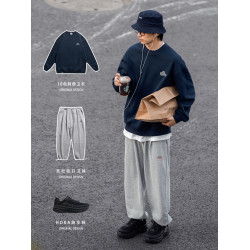 10色加絨衛衣男秋冬潮圓領日系CityBoy休閒寬松套頭打底長袖上衣