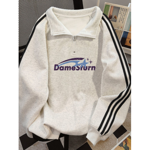 半拉鍊polo領衛衣男秋冬季2025新款美式潮牌寬松加絨加厚上衣外套 半拉鍊polo領衛衣男秋冬季2025新款美式潮牌寬松加絨加厚上衣外套