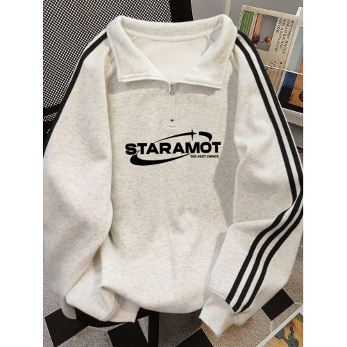 半拉鍊polo領衛衣男秋冬季2025新款美式潮牌寬松加絨加厚上衣外套 半拉鍊polo領衛衣男秋冬季2025新款美式潮牌寬松加絨加厚上衣外套