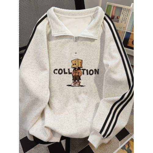 半拉鍊polo領衛衣男秋冬季2025新款美式潮牌寬松加絨加厚上衣外套 半拉鍊polo領衛衣男秋冬季2025新款美式潮牌寬松加絨加厚上衣外套