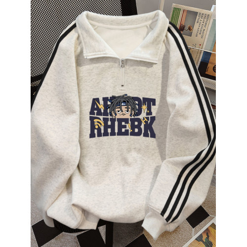 半拉鍊polo領衛衣男秋冬季2025新款美式潮牌寬松加絨加厚上衣外套 半拉鍊polo領衛衣男秋冬季2025新款美式潮牌寬松加絨加厚上衣外套