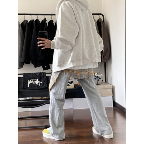 白灰色連帽開衫衛衣男款春秋潮牌高級感美式重磅拉鍊cleanfit外套 白灰色連帽開衫衛衣男款春秋潮牌高級感美式重磅拉鍊cleanfit外套