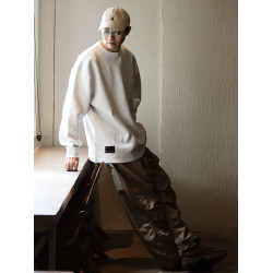 NESSTTU 24SS日系空氣層圓領長袖衛衣春季新款寬松休閒基礎上衣男