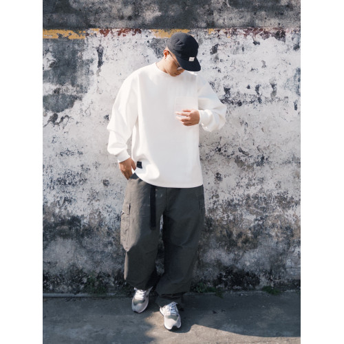 NESSTTU 24SS日系空氣層圓領長袖衛衣春季新款寬松休閒基礎上衣男 NESSTTU 24SS日系空氣層圓領長袖衛衣春季新款寬松休閒基礎上衣男