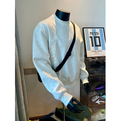 黑色美式重磅圓領衛衣男春秋款青少年外套小領口高級感長袖打底衫 黑色美式重磅圓領衛衣男春秋款青少年外套小領口高級感長袖打底衫