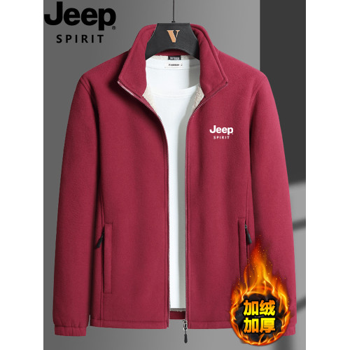 JEEP吉普男士抓絨衣秋冬中老年立領大碼衛衣休閒保暖運動開衫外套 JEEP吉普男士抓絨衣秋冬中老年立領大碼衛衣休閒保暖運動開衫外套