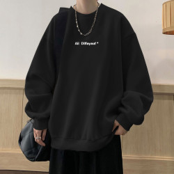 重磅純棉套頭衛衣男秋冬內搭加絨加厚打底衫日系簡約潮牌上衣外套