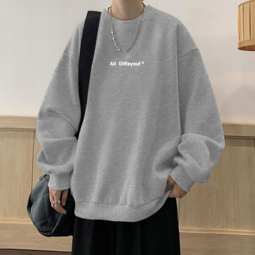 重磅純棉套頭衛衣男秋冬內搭加絨加厚打底衫日系簡約潮牌上衣外套