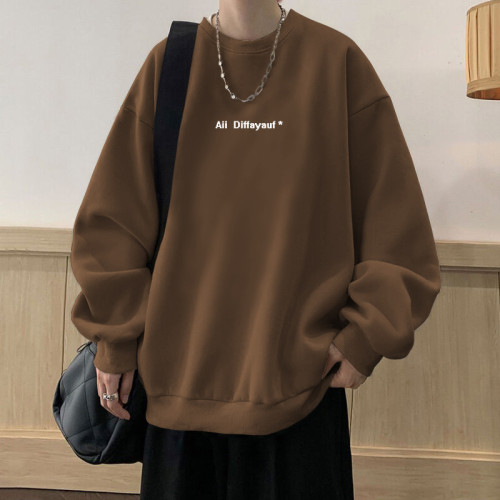 重磅純棉套頭衛衣男秋冬內搭加絨加厚打底衫日系簡約潮牌上衣外套