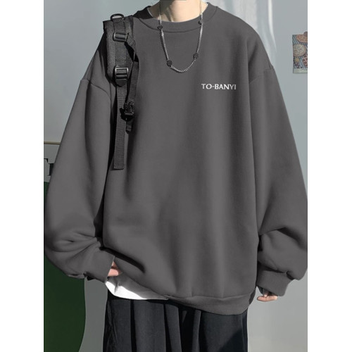 重磅棉簡約無帽圓領衛衣男士秋冬潮流牌字母港風Oversize寬松套頭 重磅棉簡約無帽圓領衛衣男士秋冬潮流牌字母港風Oversize寬松套頭