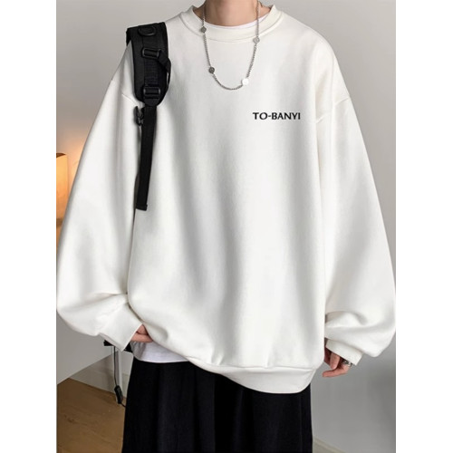 重磅棉簡約無帽圓領衛衣男士秋冬潮流牌字母港風Oversize寬松套頭 重磅棉簡約無帽圓領衛衣男士秋冬潮流牌字母港風Oversize寬松套頭