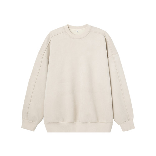 悟空有貨美式復古純色麂皮絨圓領衛衣男潮牌寬松情侶休閒套頭上衣 悟空有貨美式復古純色麂皮絨圓領衛衣男潮牌寬松情侶休閒套頭上衣