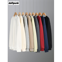 美式320g重磅純色圓領衛衣男女秋季ins潮牌寬松休閒簡約情侶上衣