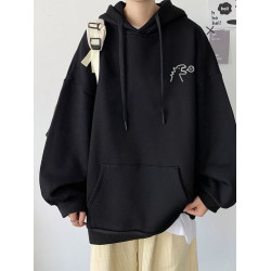 潮牌重磅純棉白色連帽衛衣男款春秋美式休閒印花學生寬松百搭外套