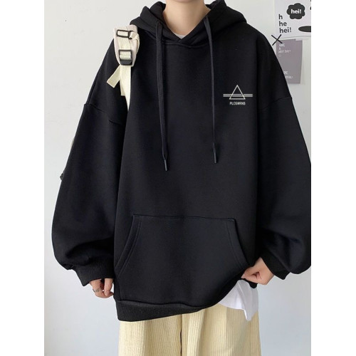 潮牌重磅純棉白色連帽衛衣男款春秋美式休閒印花學生寬松百搭外套