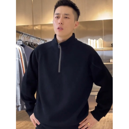 肌理半拉鍊立領衛衣男秋冬新款重磅純色簡約百搭寬松休閒內搭上衣 肌理半拉鍊立領衛衣男秋冬新款重磅純色簡約百搭寬松休閒內搭上衣
