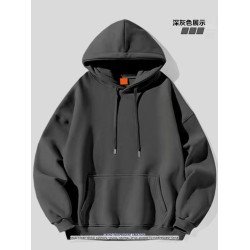 銀狐絨連帽純色衛衣情侶裝潮牌秋冬季ins寬松時尚休閒上衣外套男