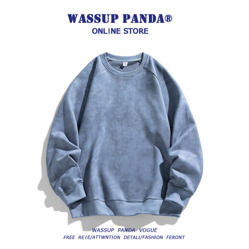 WASSUP PANDA紥染髒髒粉圓領衛衣男女春秋潮牌寬松情侶長袖上衣 WASSUP PANDA紥染髒髒粉圓領衛衣男女春秋潮牌寬松情侶長袖上衣