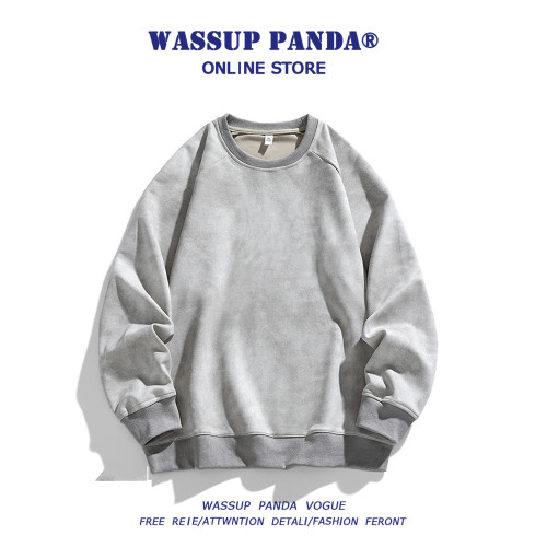 WASSUP PANDA紥染髒髒粉圓領衛衣男女春秋潮牌寬松情侶長袖上衣 WASSUP PANDA紥染髒髒粉圓領衛衣男女春秋潮牌寬松情侶長袖上衣