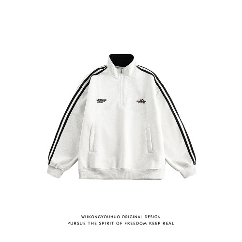 悟空有貨秋季美式復古織帶刺綉開衫衛衣男女潮牌寬松立領運動夾克 悟空有貨秋季美式復古織帶刺綉開衫衛衣男女潮牌寬松立領運動夾克