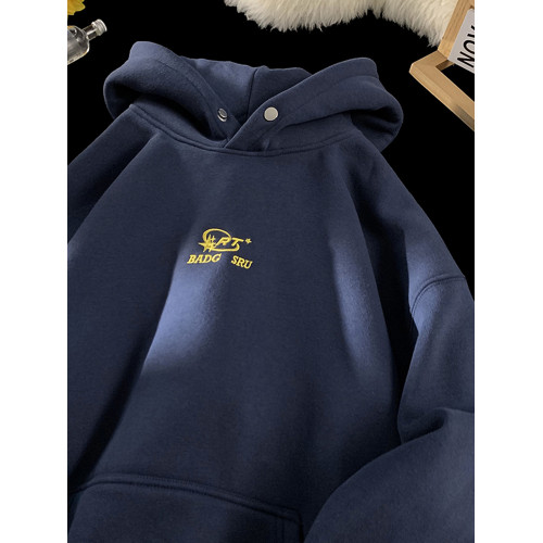 花灰色刺綉重磅衛衣男款美式高街潮流秋冬加絨上衣個性寬松連帽衫 花灰色刺綉重磅衛衣男款美式高街潮流秋冬加絨上衣個性寬松連帽衫