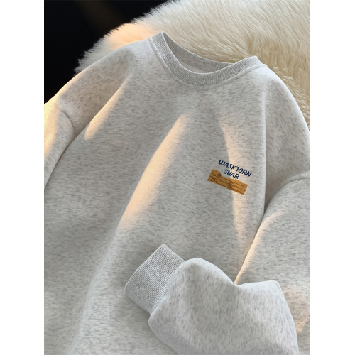 港風美式復古重磅100%純棉圓領衛衣男裝秋冬加絨寬松潮牌帥氣上衣 港風美式復古重磅100%純棉圓領衛衣男裝秋冬加絨寬松潮牌帥氣上衣