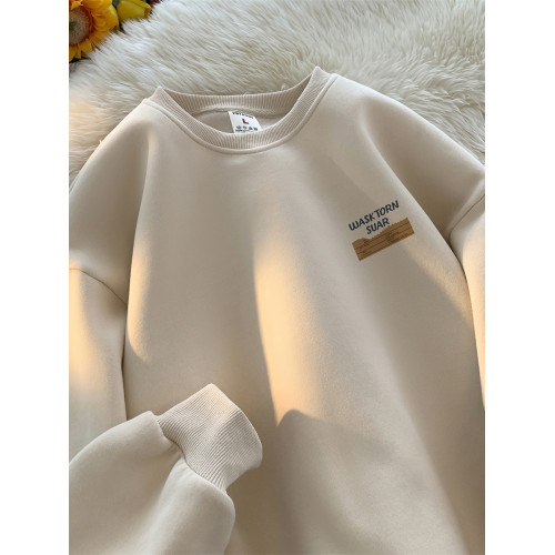 港風美式復古重磅100%純棉圓領衛衣男裝秋冬加絨寬松潮牌帥氣上衣 港風美式復古重磅100%純棉圓領衛衣男裝秋冬加絨寬松潮牌帥氣上衣