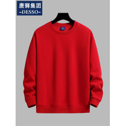 唐獅集團DESSO純色百搭加絨衛衣男冬款圓領上衣秋季學生情侶打底