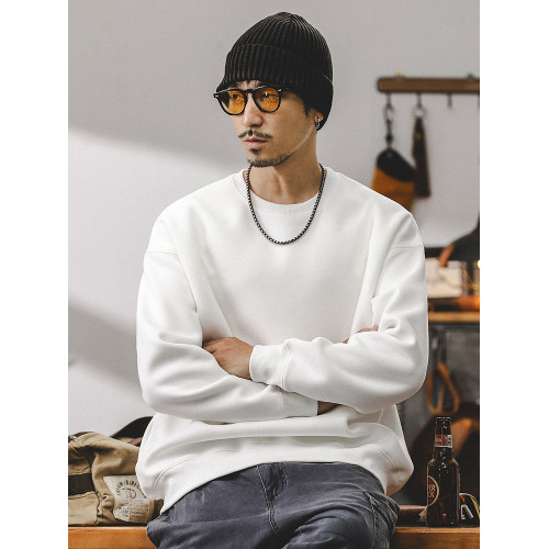 美式復古重磅衛衣男春秋款寬松潮牌2025新款簡約百搭秋季白色上衣 美式復古重磅衛衣男春秋款寬松潮牌2025新款簡約百搭秋季白色上衣