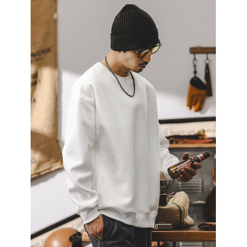 美式復古重磅衛衣男春秋款寬松潮牌2025新款簡約百搭秋季白色上衣 美式復古重磅衛衣男春秋款寬松潮牌2025新款簡約百搭秋季白色上衣