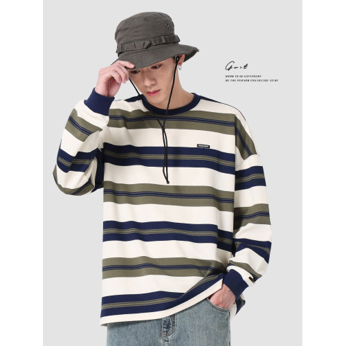 GWIT 春秋新款美式潮牌體恤內搭上衣情侶打底衫圓領條紋長袖T恤男 GWIT 春秋新款美式潮牌體恤內搭上衣情侶打底衫圓領條紋長袖T恤男