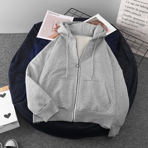 韓系純色男女大碼拉鍊開衫連帽衛衣2021秋冬裝寬松加絨厚保暖外套 韓系純色男女大碼拉鍊開衫連帽衛衣2021秋冬裝寬松加絨厚保暖外套