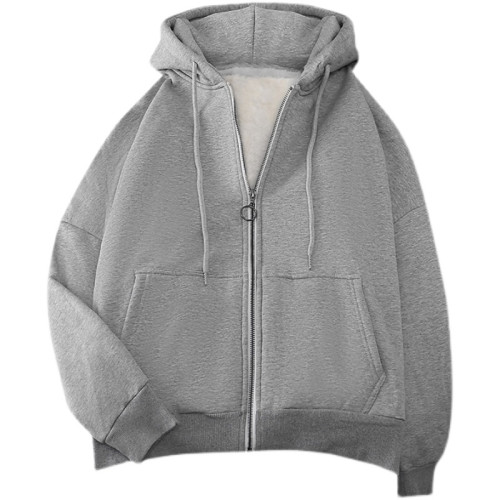 韓系純色男女大碼拉鍊開衫連帽衛衣2021秋冬裝寬松加絨厚保暖外套 韓系純色男女大碼拉鍊開衫連帽衛衣2021秋冬裝寬松加絨厚保暖外套