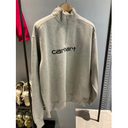 半拉鍊衛衣純棉半高立領男女春秋情侶款字母刺綉寬松大碼套頭外套