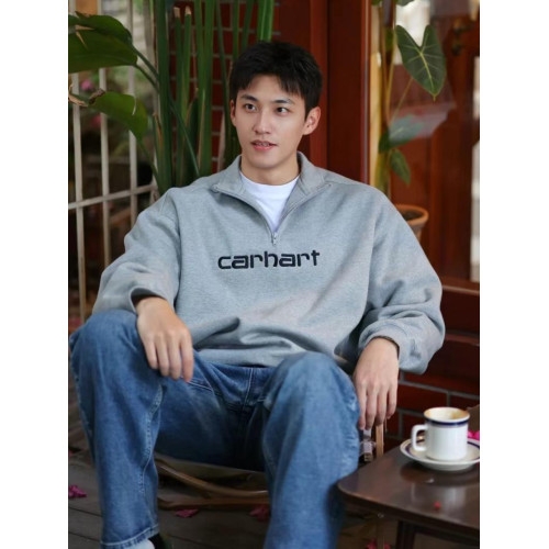 半拉鍊衛衣純棉半高立領男女春秋情侶款字母刺綉寬松大碼套頭外套 半拉鍊衛衣純棉半高立領男女春秋情侶款字母刺綉寬松大碼套頭外套